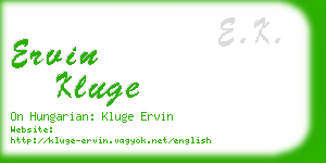 ervin kluge business card